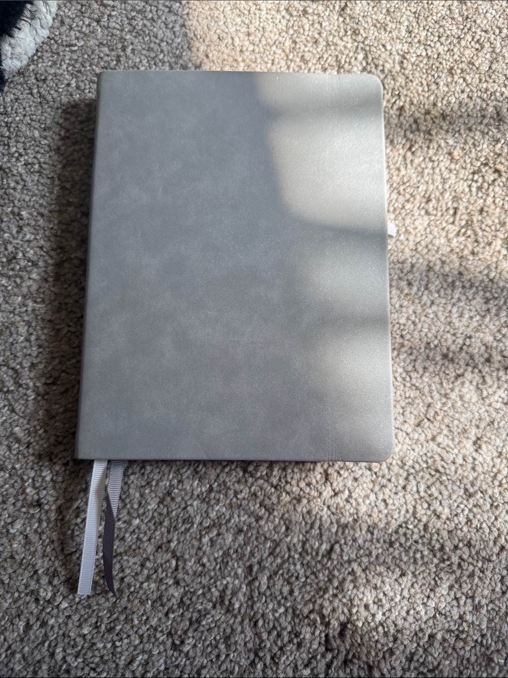 Gray Hardcover Journal with Ribbon Bookmarks